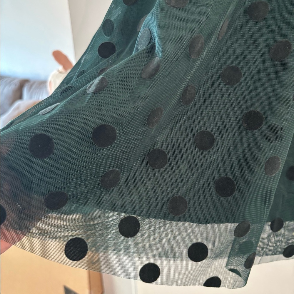 Boden Isabella tulle midi skirt green with black polka dots. New 6 a line - Picture 4 of 6